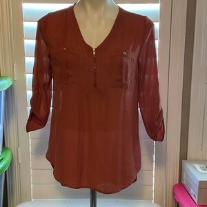 Wishful Park Rust V-Neck Blouse
